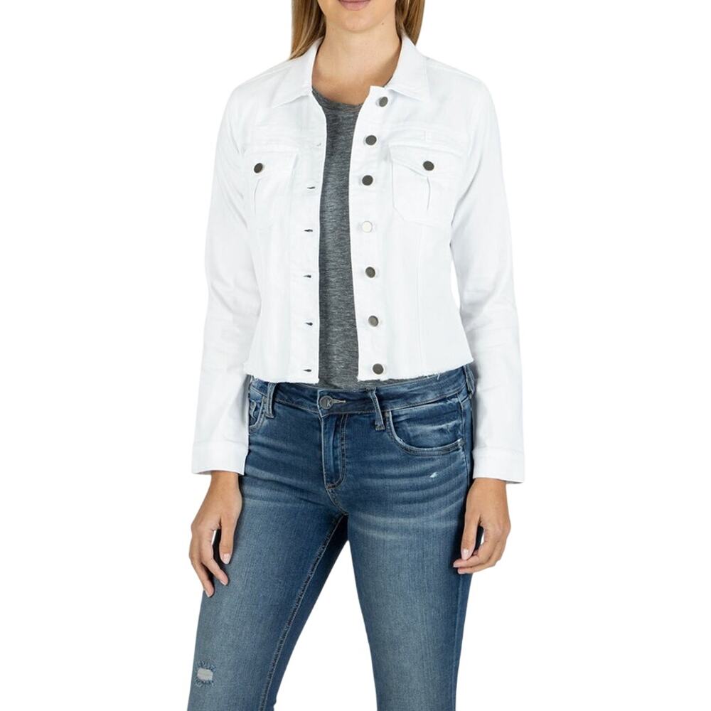 Kut from the Kloth Kara Jacket Denim Optic White Women's Plus Size 3XL NWT